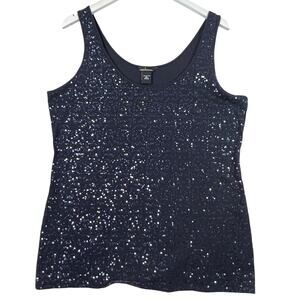 VTG Moda International Sequin Tank Top XL Sleeveless Scoop Neck Bling Fesitive